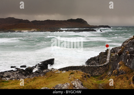 Tobenden Atlantik und stürmischen Himmel am Point of Ardnamurchan Stockfoto