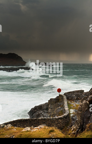 Tobenden Atlantik und stürmischen Himmel am Point of Ardnamurchan Stockfoto