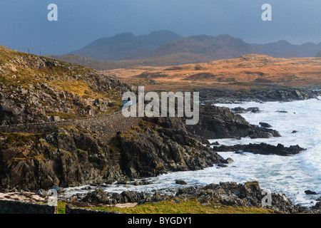 Tobenden Atlantik und stürmischen Himmel am Point of Ardnamurchan Stockfoto