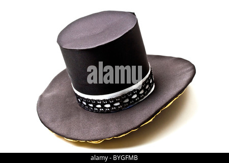 Schwarzen Hut auf weißem Hintergrund Stockfoto