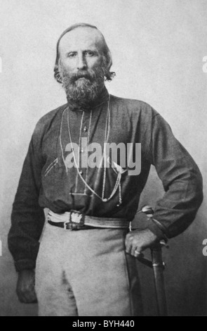 Portrait-Foto ca. 1861 italienischer Soldat + Patriot Giuseppe Garibaldi (1807-1882) - eine führende Persönlichkeit in der Risorgimento. Stockfoto