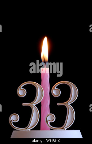 Dreiunddreißig Jahre alt. Herzlichen Glückwunsch zum Geburtstag. Stockfoto