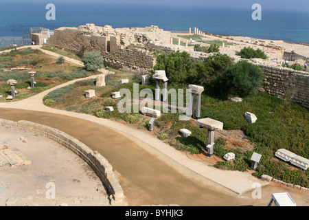 Die Ruinen der Stadt Caesarea Maritima, Israel am Mittelmeer gelegen. Stockfoto