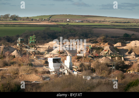 Der Sand und Kies Steinbruch am Penparc, in der Nähe von Cardigan, Ceredigion West Wales UK. 18. Januar 2011. Stockfoto