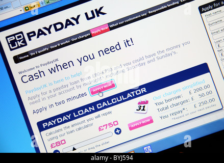 Zahltag U.K Pay Day-Darlehen-Website. Stockfoto