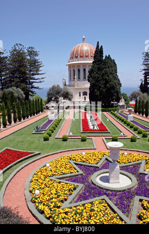 Israel / Haifa / nördliche Küste / Zionismus Avenue Anzeigen der Bahá ' í-Schrein und Gärten Stockfoto