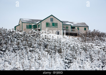 Greenleaf-Hütte in den Wintermonaten in den White Mountains, New Hampshire, USA Stockfoto