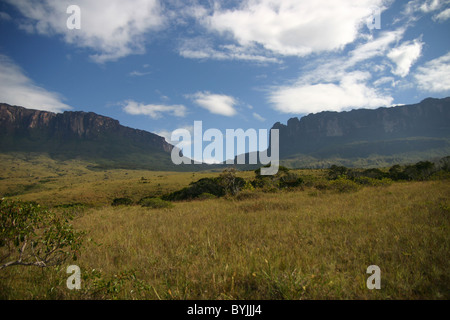 Die Gipfel von Mount Kukenan und Mount Roraima in Venezuela Stockfoto