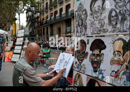 Streetart-Künstler La Rambla Barcelona Spanien Stockfoto