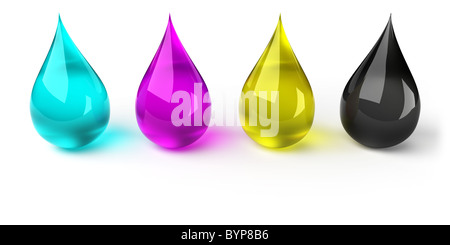 Tropfen im CMYK-Farbraum Stockfoto