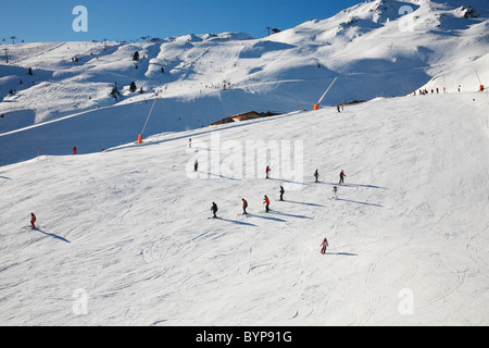 Skifahren auf den Hügeln von Hochzillertal, Austria, Europe Stockfoto