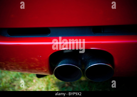 Nahaufnahme von Ferrari F355 Auspuffrohre Stockfoto