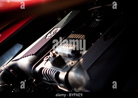 Nahaufnahme von Ferrari F355 Motor Stockfoto