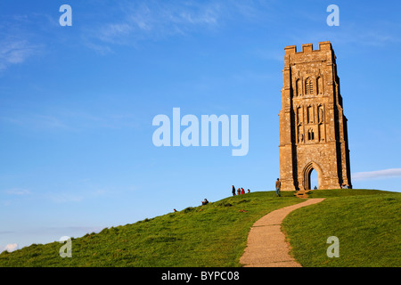 St. Michael Turm auf Glastonbury Tor, Glastonbury, Somerset, England Stockfoto