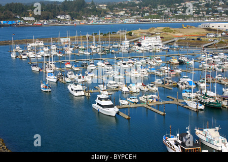 Genuss-Bootshafen und eine Vielzahl von Ozean-Schiffe in Newport, Oregon, USA, Vereinigte Staaten, Nordamerika. Stockfoto