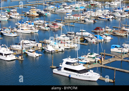 Genuss-Bootshafen und eine Vielzahl von Ozean-Schiffe in Newport, Oregon, USA, Vereinigte Staaten, Nordamerika. Stockfoto