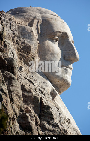 Profil von George Washington, USA, South Dakota, Mount Rushmore National Monument in Black Hills gehauen Stockfoto