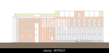Bauzeichnung des London Gebäudefassaden (Vektor) Stockfoto