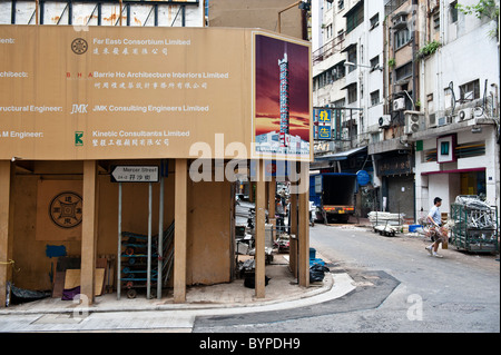 Baustelle bei Mercer Street in Sheung Wan, Hong Kong. Stockfoto