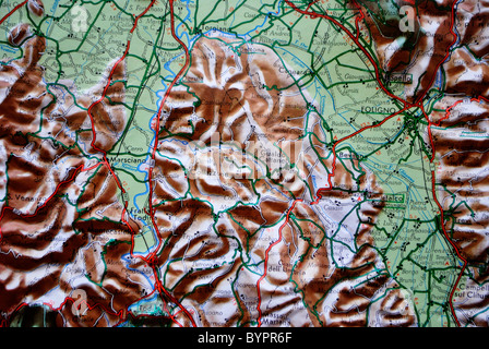 Stadtplan im Relief, Europa Frankreich Deutschland Italien Stockfoto