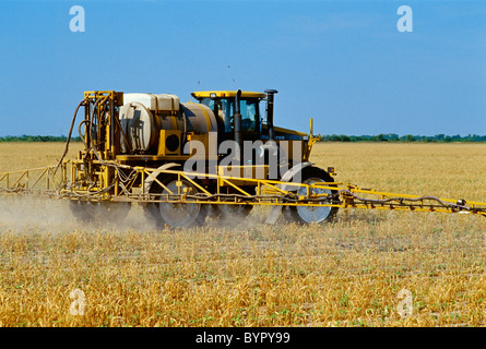 Chemischen Anwendung; RoGator sendet Herbizid Roundup oberhalb des RoundupReady Erhaltung Bodenbearbeitung frühen Wachstum Baumwolle Stockfoto