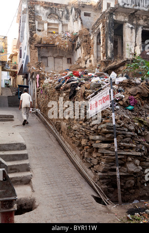 Indien, Rajasthan, Udaipur, verlassenen Wohnung in Altstadt Stockfoto