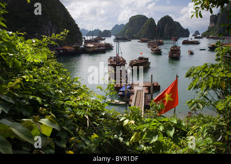 Blick vom Hang Sung Sot Grotte. Ha Long Bucht, Vietnam, Asien. Stockfoto