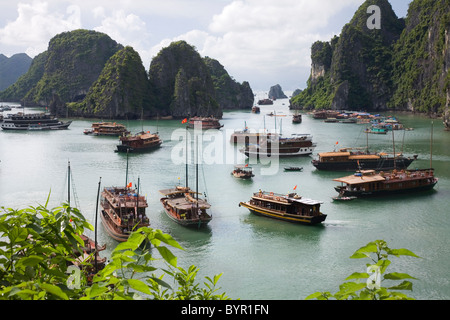 Blick vom Hang Sung Sot Grotte. Ha Long Bucht, Vietnam, Asien. Stockfoto