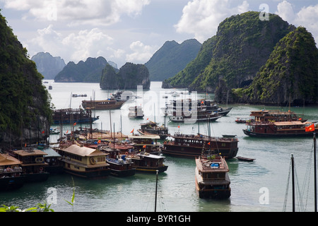 Blick vom Hang Sung Sot Grotte. Ha Long Bucht, Vietnam, Asien. Stockfoto