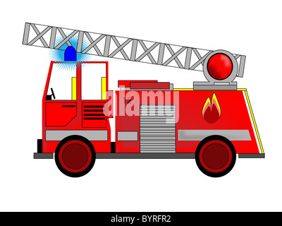 Außenillustration Feuerwehrauto Stockfoto