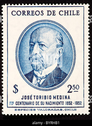 Briefmarke aus Chile, José Toribio Medina darstellen. Stockfoto