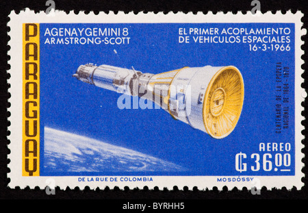 Briefmarke aus Paraguay, Gemini 8 darstellen. Stockfoto