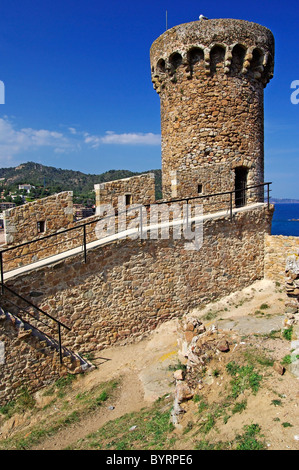 Festungsturm in Tossa de Mar-Costa Brava, Spanien. Stockfoto