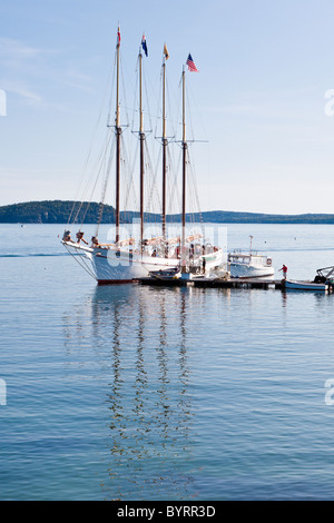 Großsegler Schoner Margaret Todd voller Touristen in Bar Harbor, Maine Stockfoto