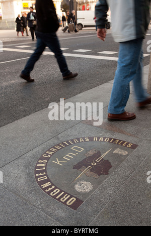 Kilometer Null in der Mitte von der Puerta del Sol in Madrid Stockfoto