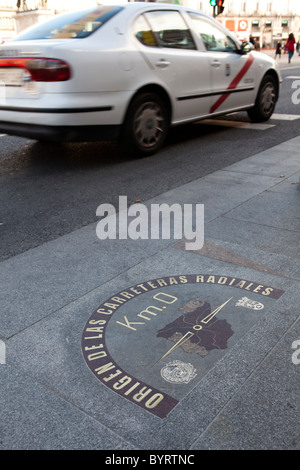 Kilometer Null in der Mitte von der Puerta del Sol in Madrid Stockfoto