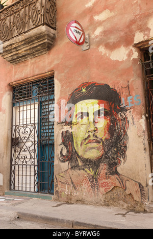 Graffiti von Che Guevara, La Habana, Kuba, Karibik. Stockfoto