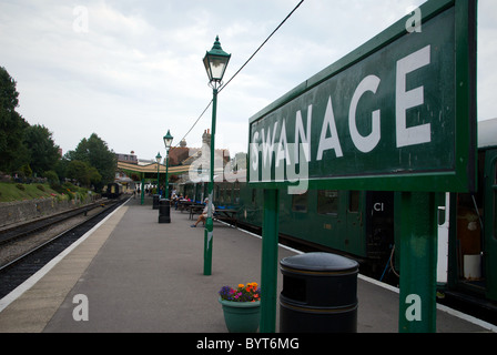 Swanage Station Plattenspieler Lokomotive Hampshire England UK Stockfoto