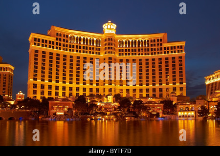 Las Vegas Bellagio Hotel Casino - Nacht-Szene - Strip Stockfoto