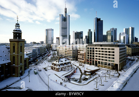 Hauptwache und Skyline von Frankfurt Am Main. Stockfoto