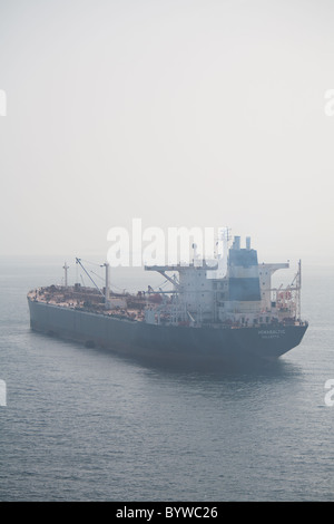 Dicken Seenebel Gibraltar Schiffe vor Anker Stockfoto