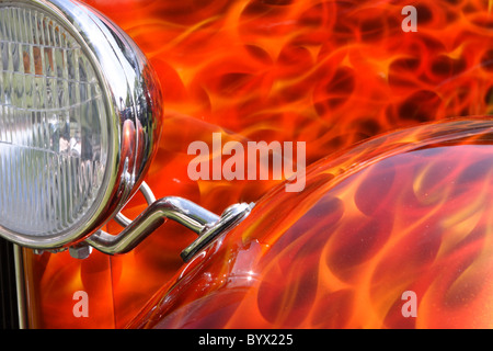 Lackierung auf Hot Rod Flammen Stockfoto