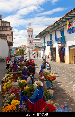 Blume Verkäufer Cueneca Ecuador Stockfoto