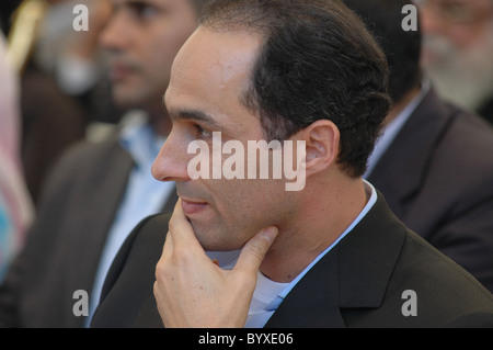 Gamal Mubarak besucht eine Wiederwahl Rallye in Minya für den ägyptischen Präsidenten Hosni Mubarak durinig 2005 Präsidentschaftswahlen Stockfoto