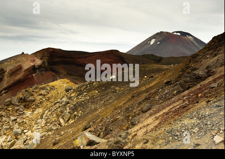 Red Crater mit Mt. Ngauruhoe im Hintergrund--Tongariro National Park, Neuseeland Stockfoto