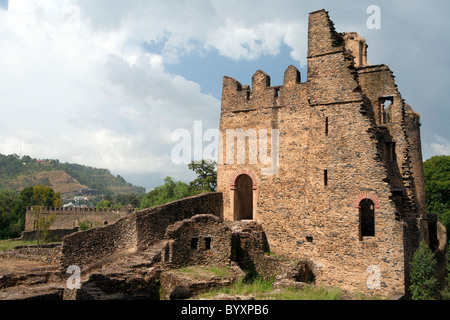 Palast von Iyasu i. im denkmalgeschützten königlichen Gehäuse Welt bei Gonder Stockfoto