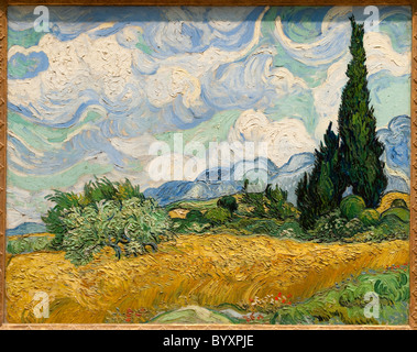 Weizenfeld mit Zypressen, 1889, von Vincent Van Gogh Stockfoto