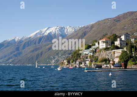 Ascona, Lago Maggiore, Tessin Hafen Marina Dorf, Schweiz Stockfoto