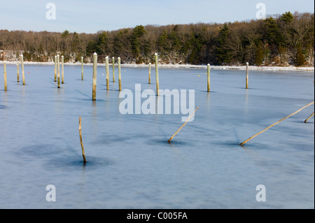 Gefrorene Greenwich Bucht East Greenwich Rhode Island USA Stockfoto