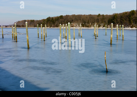 Gefrorene Greenwich Bucht East Greenwich Rhode Island USA Stockfoto